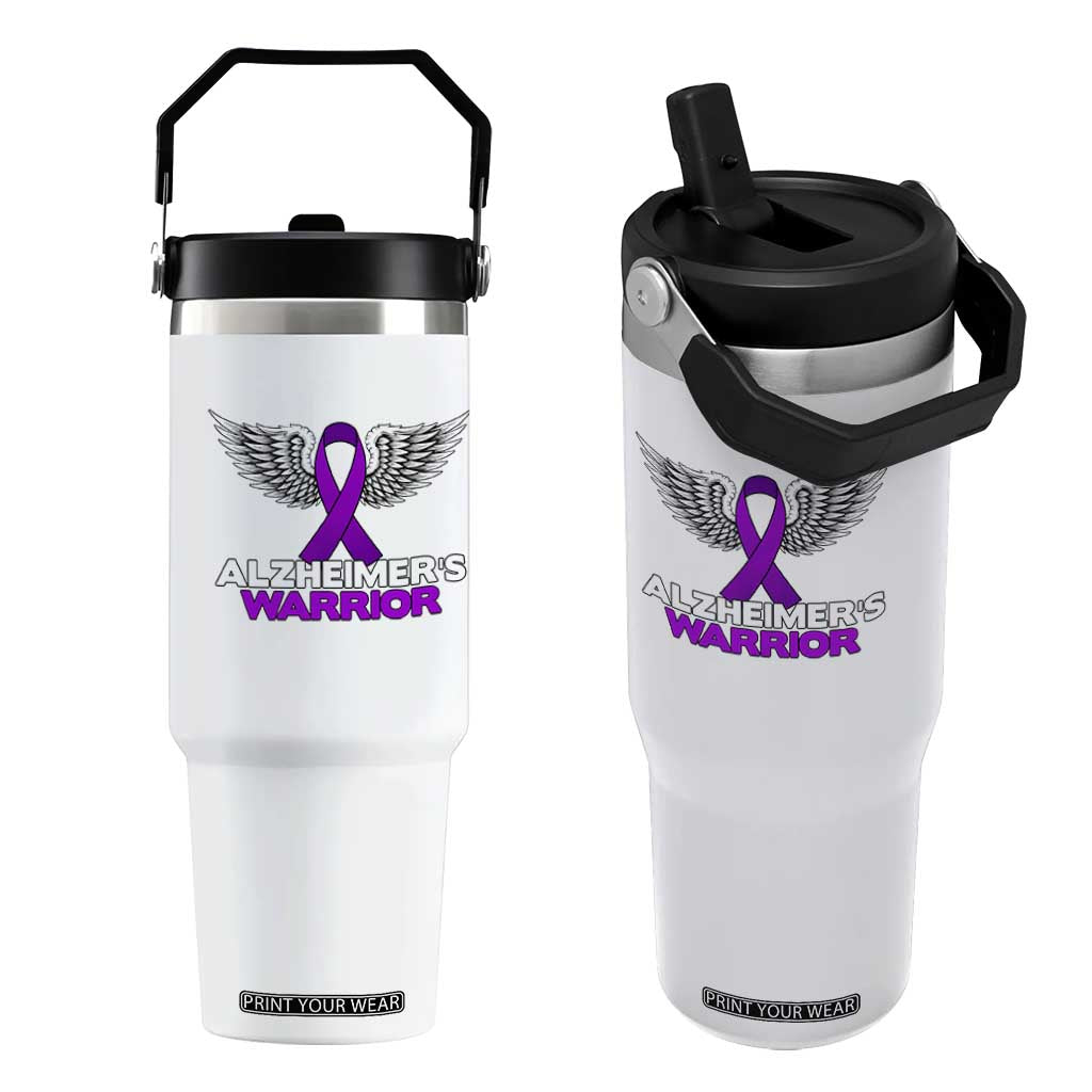 Alzheimers Warrior Flip Straw Tumbler Purple Ribbon Angel Wings Memory Support Gift TS12 One Size: 30 oz White Print Your Wear