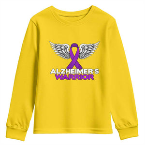 Alzheimers Warrior Youth Sweatshirt Purple Ribbon Angel Wings Memory Support Gift