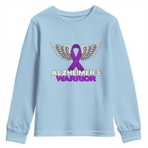 Alzheimers Warrior Youth Sweatshirt Purple Ribbon Angel Wings Memory Support Gift