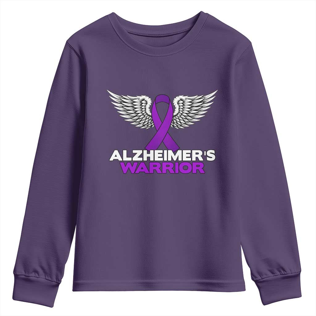 Alzheimers Warrior Youth Sweatshirt Purple Ribbon Angel Wings Memory Support Gift TS12 Purple Print Your Wear