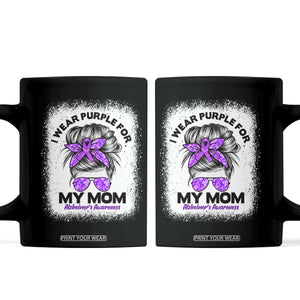 I Wear Purple For My Mom Coffee Mug Alzheimers Awareness Messy Bun Graphic