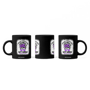 I Wear Purple For My Mom Coffee Mug Alzheimers Awareness Messy Bun Graphic