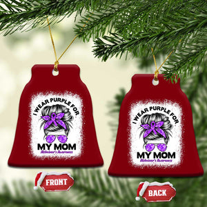 I Wear Purple For My Mom Ceramic Ornament Alzheimers Awareness Messy Bun Graphic