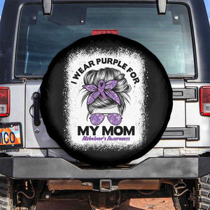 I Wear Purple For My Mom Spare Tire Cover Alzheimers Awareness Messy Bun Graphic