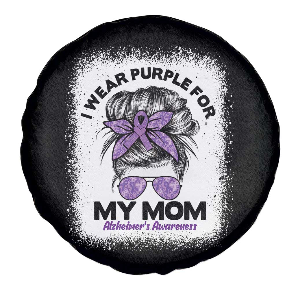 I Wear Purple For My Mom Spare Tire Cover Alzheimers Awareness Messy Bun Graphic