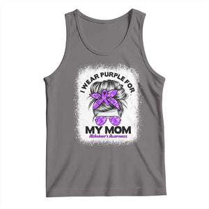 I Wear Purple For My Mom Tank Top Alzheimers Awareness Messy Bun Graphic