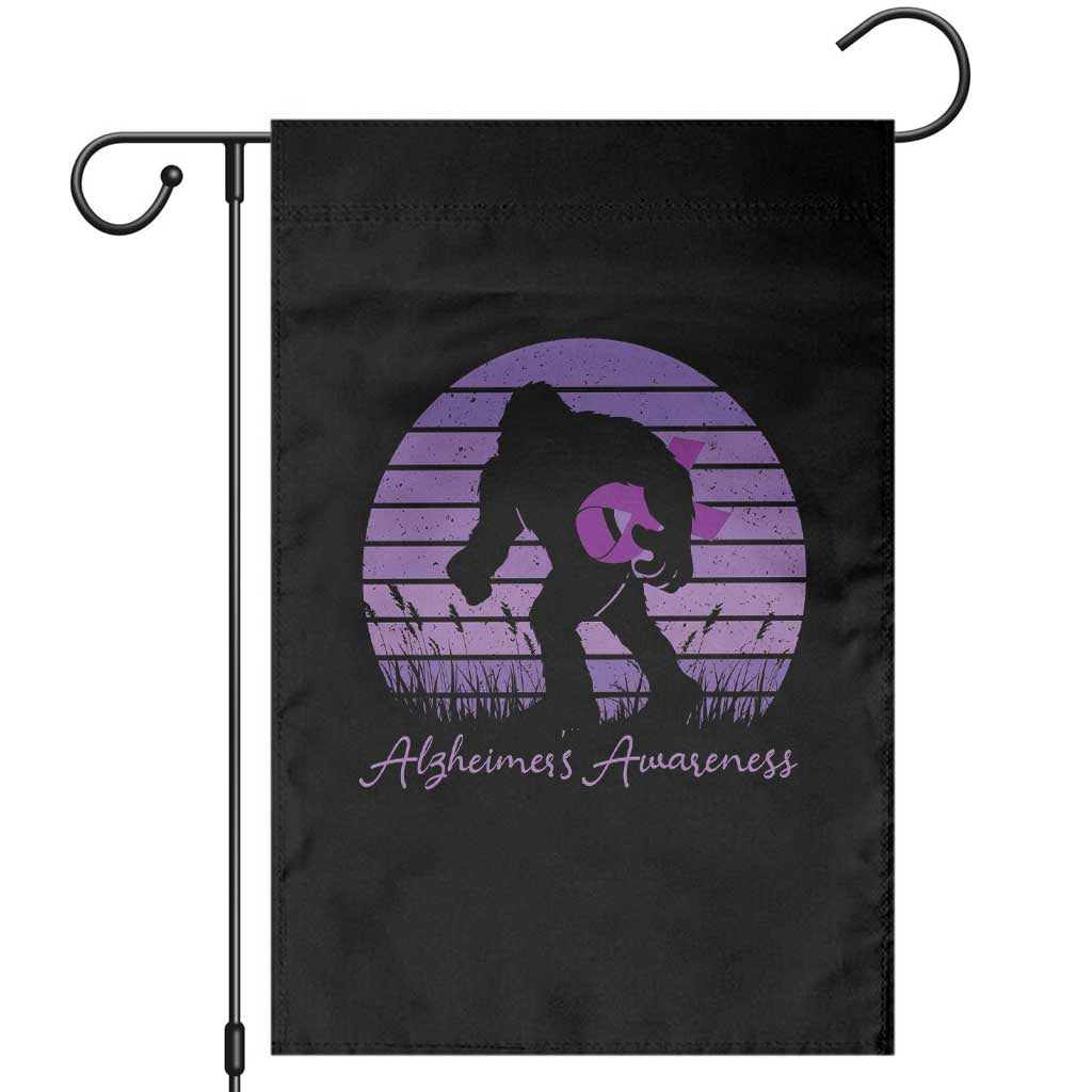 Vintage Bigfoot Alzheimers Awareness Garden Flag Purple Ribbon Support Graphic TS12 Black Print Your Wear