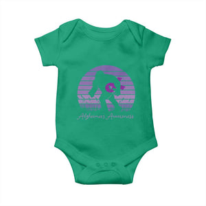Vintage Bigfoot Alzheimers Awareness Baby Onesie Purple Ribbon Support Graphic
