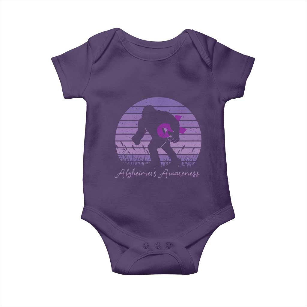 Vintage Bigfoot Alzheimers Awareness Baby Onesie Purple Ribbon Support Graphic TS12 Purple Print Your Wear