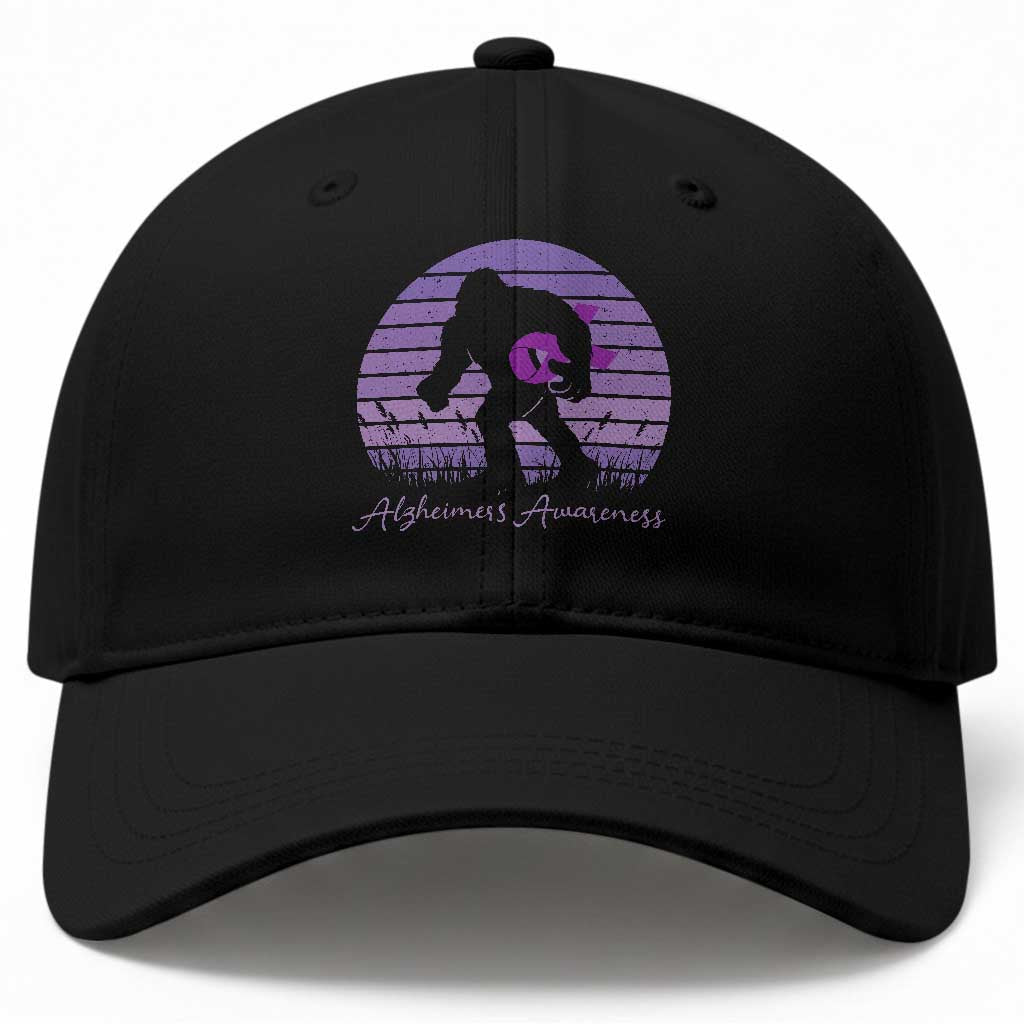 Vintage Bigfoot Alzheimers Awareness Baseball Cap Purple Ribbon Support Graphic TS12 Print Your Wear