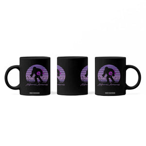 Vintage Bigfoot Alzheimers Awareness Coffee Mug Purple Ribbon Support Graphic