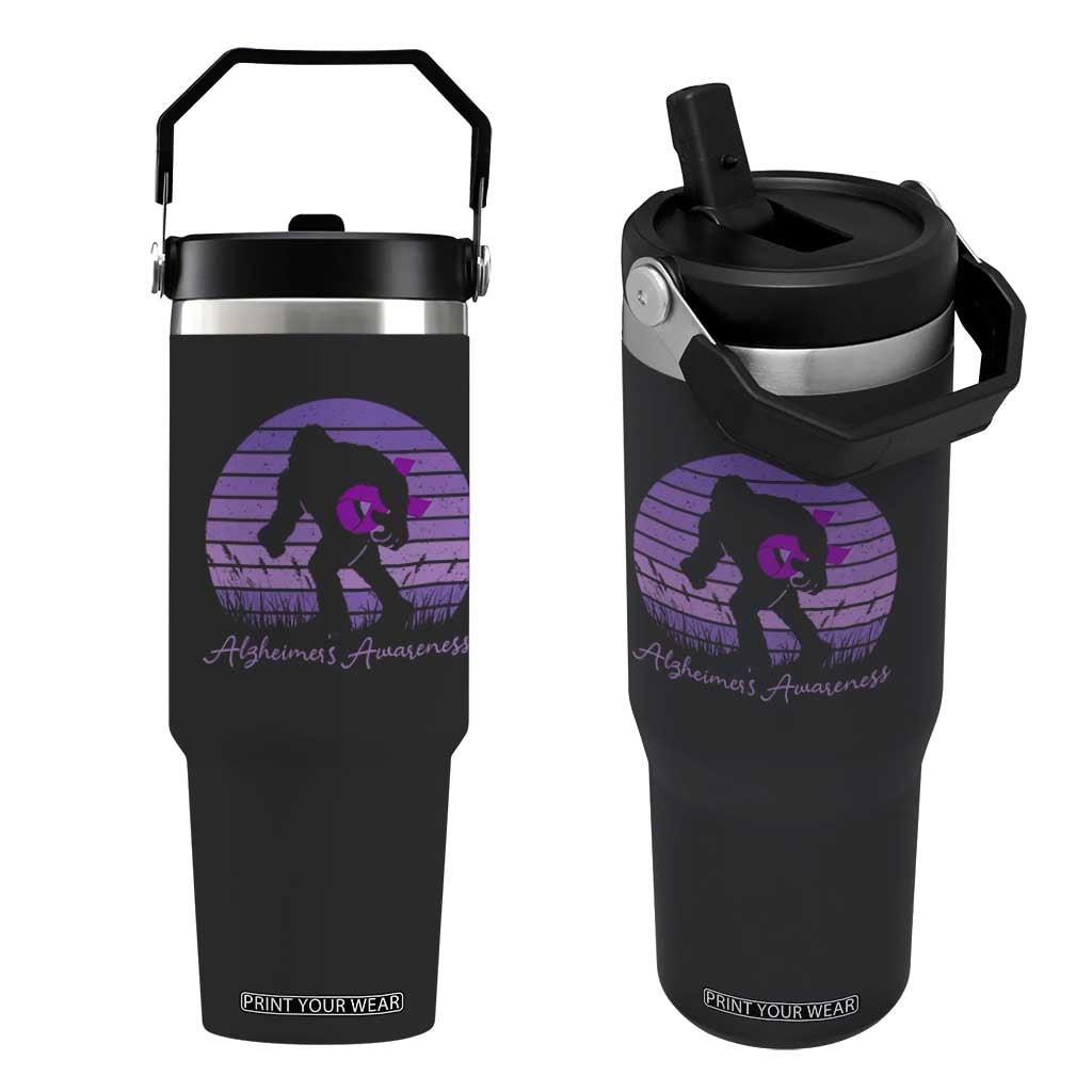 Vintage Bigfoot Alzheimers Awareness Flip Straw Tumbler Purple Ribbon Support Graphic TS12 One Size: 30 oz Black Print Your Wear