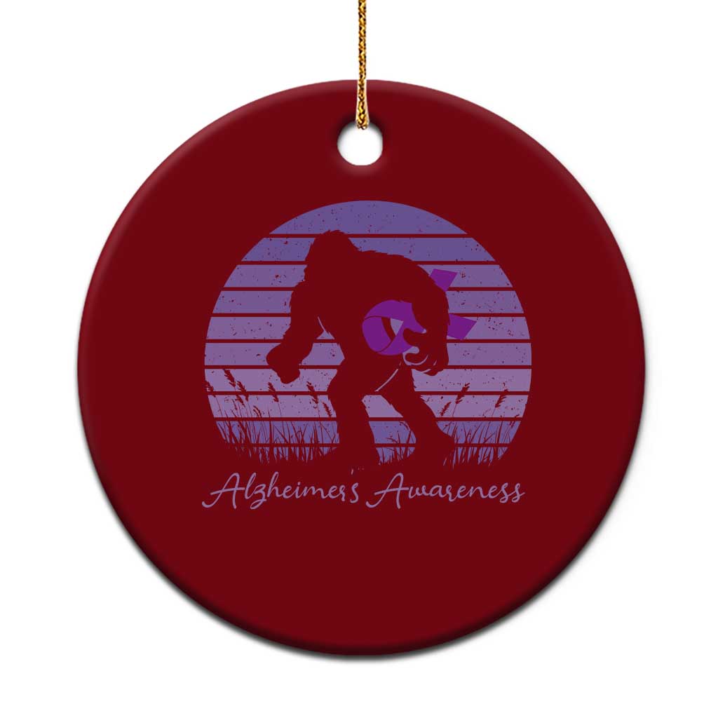 Vintage Bigfoot Alzheimers Awareness Ceramic Ornament Purple Ribbon Support Graphic TS12 1pc Red Print Your Wear