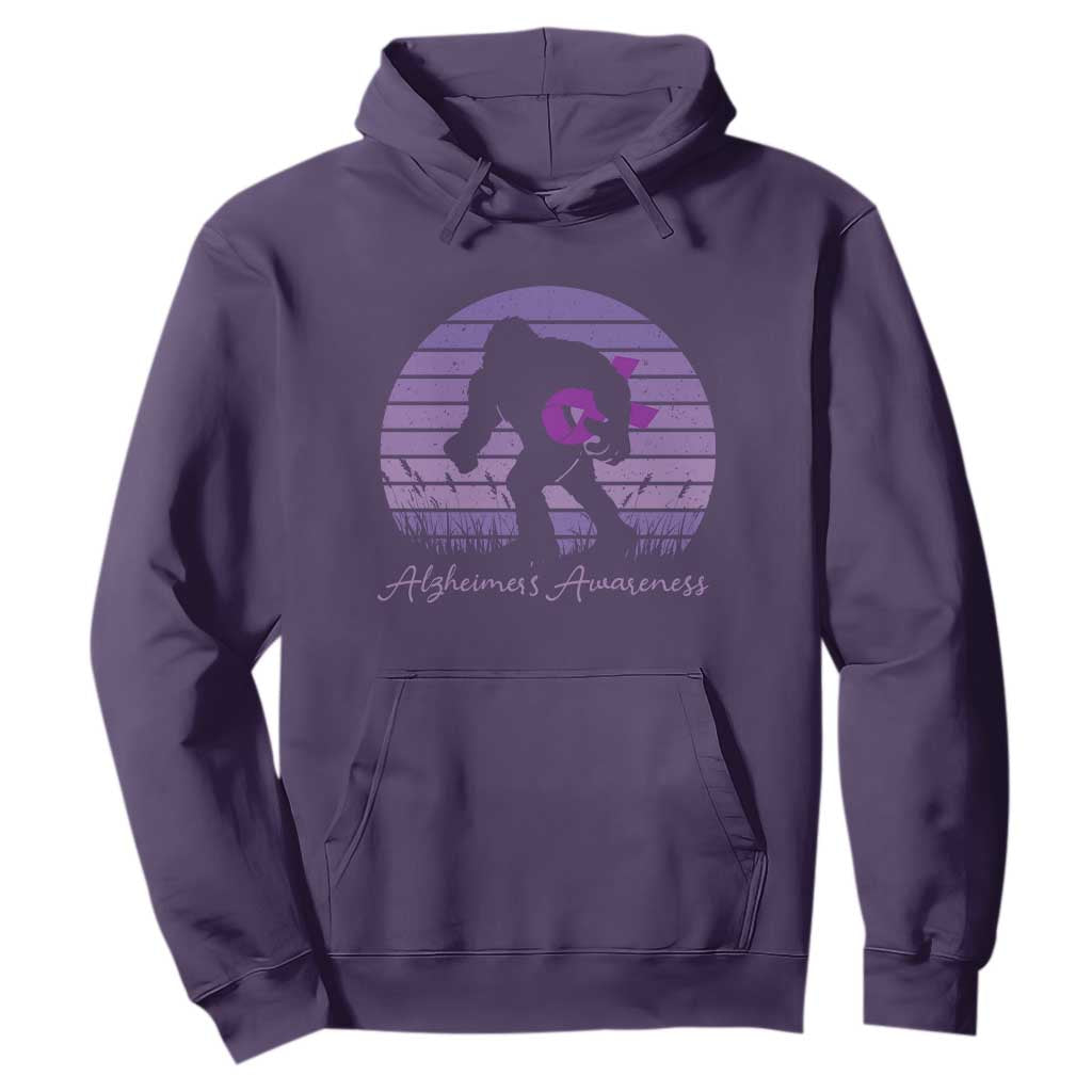 Vintage Bigfoot Alzheimers Awareness Hoodie Purple Ribbon Support Graphic TS12 Purple Print Your Wear