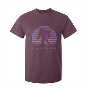 Vintage Bigfoot Alzheimers Awareness T Shirt For Kid Purple Ribbon Support Graphic