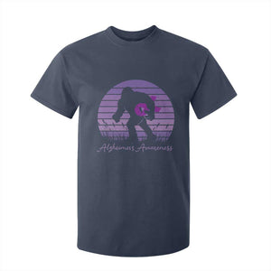 Vintage Bigfoot Alzheimers Awareness T Shirt For Kid Purple Ribbon Support Graphic