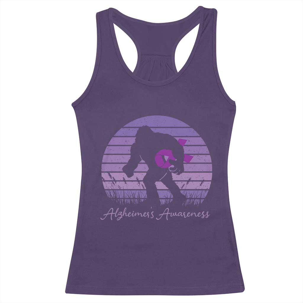 Vintage Bigfoot Alzheimers Awareness Racerback Tank Top Purple Ribbon Support Graphic TS12 Purple Print Your Wear