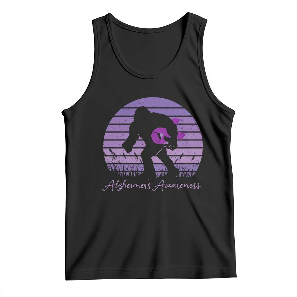 Vintage Bigfoot Alzheimers Awareness Tank Top Purple Ribbon Support Graphic TS12 Black Print Your Wear