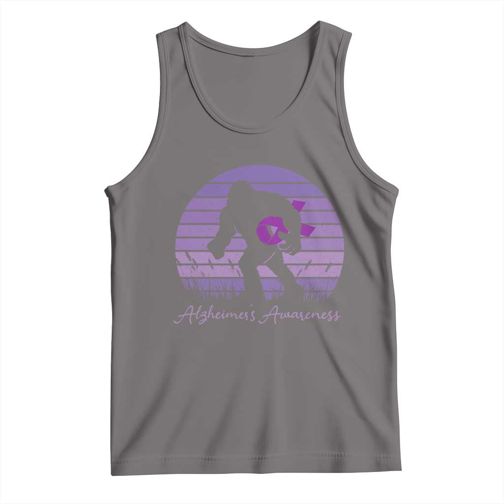 Vintage Bigfoot Alzheimers Awareness Tank Top Purple Ribbon Support Graphic