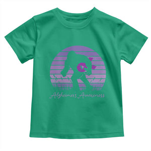 Vintage Bigfoot Alzheimers Awareness Toddler T Shirt Purple Ribbon Support Graphic