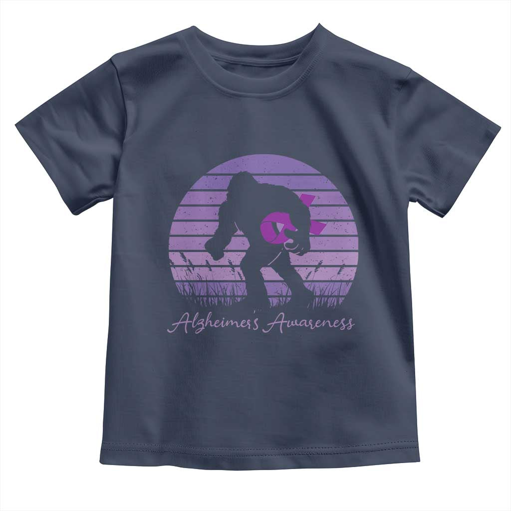 Vintage Bigfoot Alzheimers Awareness Toddler T Shirt Purple Ribbon Support Graphic