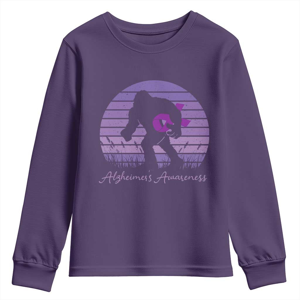 Vintage Bigfoot Alzheimers Awareness Youth Sweatshirt Purple Ribbon Support Graphic TS12 Purple Print Your Wear