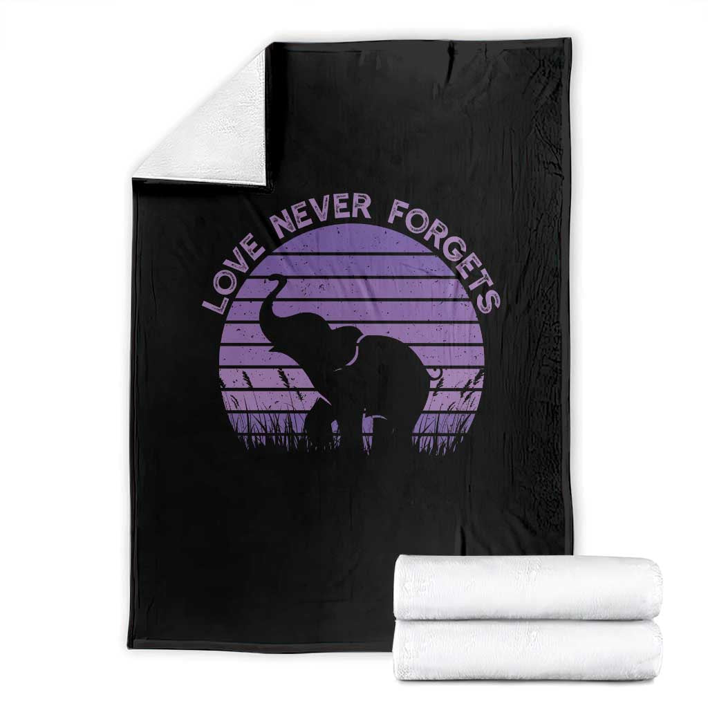 Alzheimer's Awareness Support Throw Blanket Vintage Elephant Love Never Forgets TS12 Black Print Your Wear