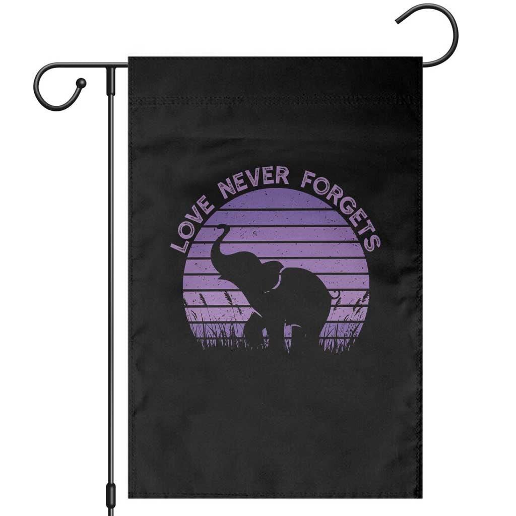 Alzheimer's Awareness Support Garden Flag Vintage Elephant Love Never Forgets TS12 Black Print Your Wear