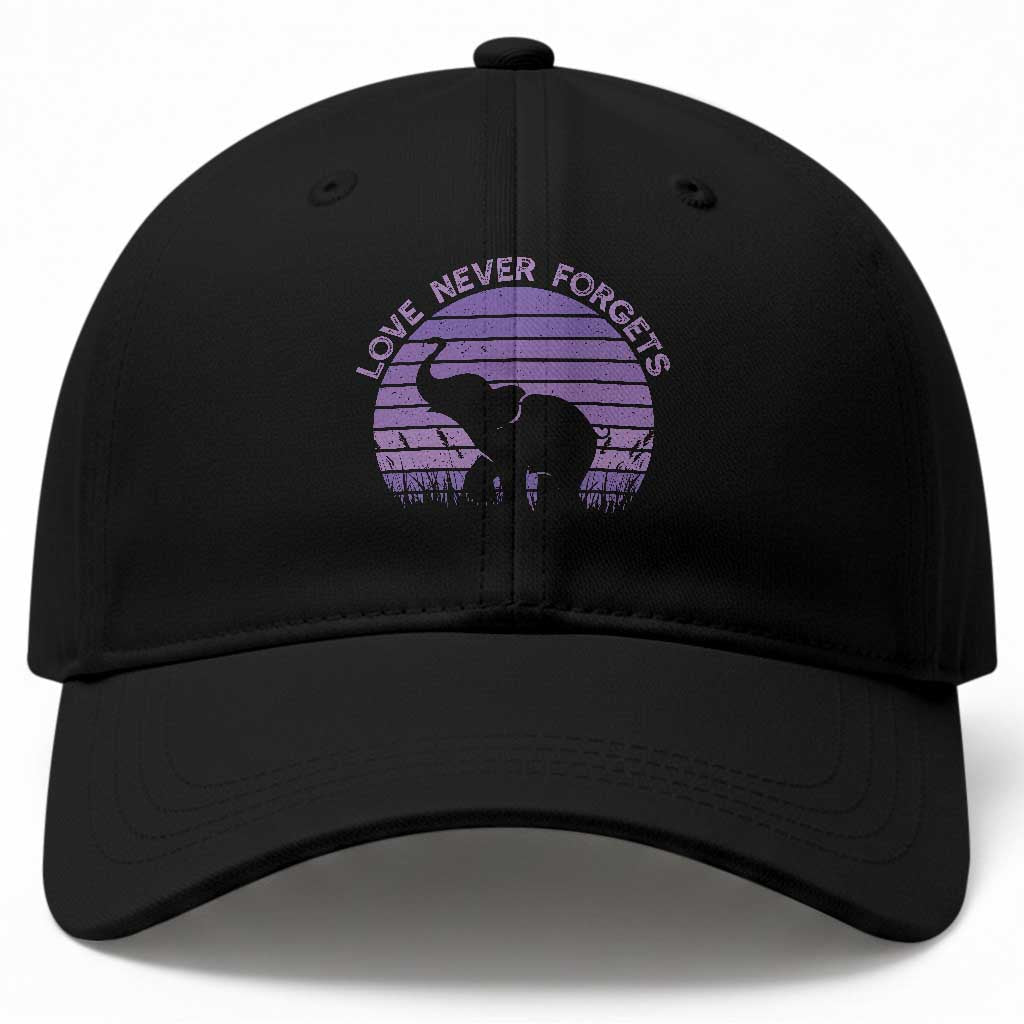 Alzheimer's Awareness Support Baseball Cap Vintage Elephant Love Never Forgets TS12 Print Your Wear