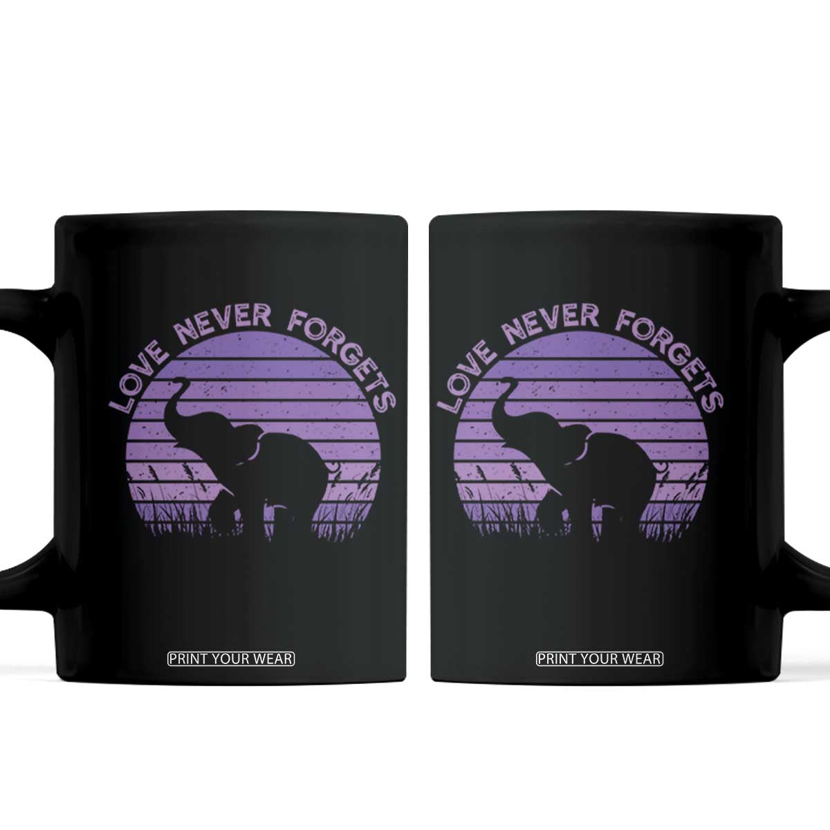Alzheimer's Awareness Support Coffee Mug Vintage Elephant Love Never Forgets TS12 Black Print Your Wear
