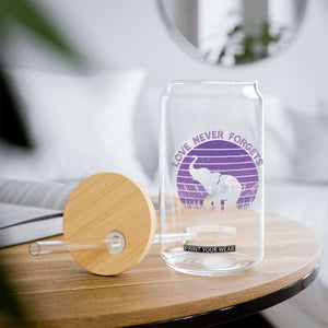 Alzheimer's Awareness Support Glass Can Vintage Elephant Love Never Forgets