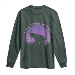 Alzheimer's Awareness Support Long Sleeve Shirt Vintage Elephant Love Never Forgets