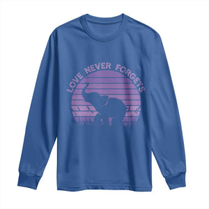 Alzheimer's Awareness Support Long Sleeve Shirt Vintage Elephant Love Never Forgets