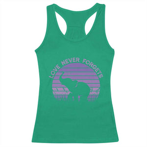 Alzheimer's Awareness Support Racerback Tank Top Vintage Elephant Love Never Forgets