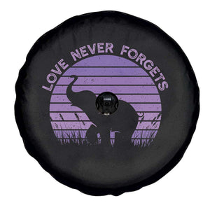Alzheimer's Awareness Support Spare Tire Cover Vintage Elephant Love Never Forgets