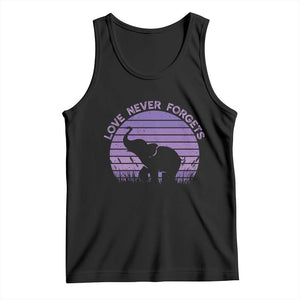 Alzheimer's Awareness Support Tank Top Vintage Elephant Love Never Forgets