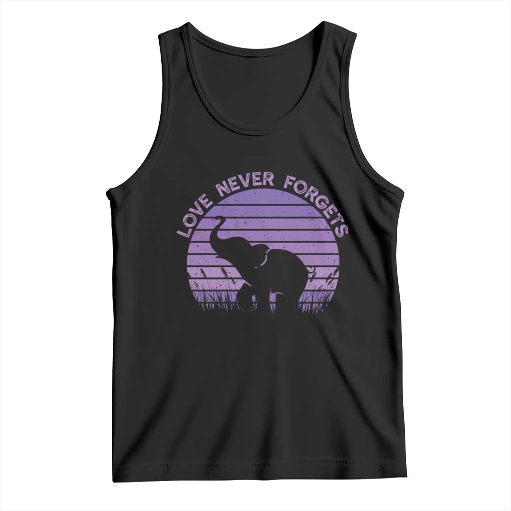 Alzheimer's Awareness Support Tank Top Vintage Elephant Love Never Forgets TS12 Black Print Your Wear