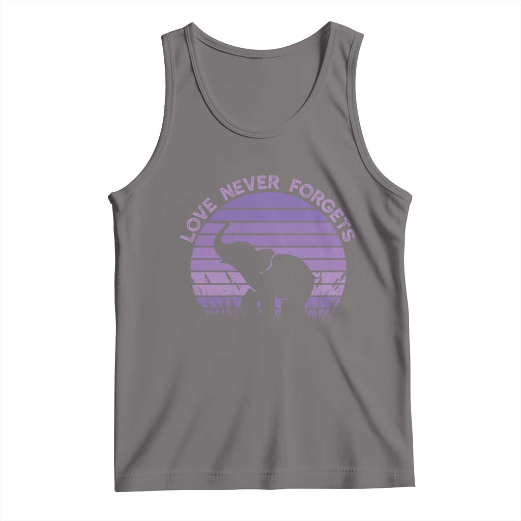 Alzheimer's Awareness Support Tank Top Vintage Elephant Love Never Forgets