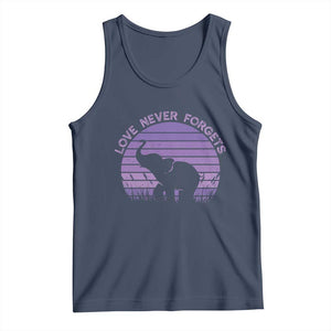 Alzheimer's Awareness Support Tank Top Vintage Elephant Love Never Forgets