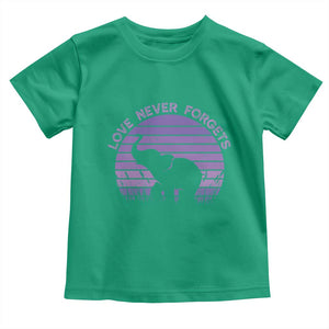 Alzheimer's Awareness Support Toddler T Shirt Vintage Elephant Love Never Forgets
