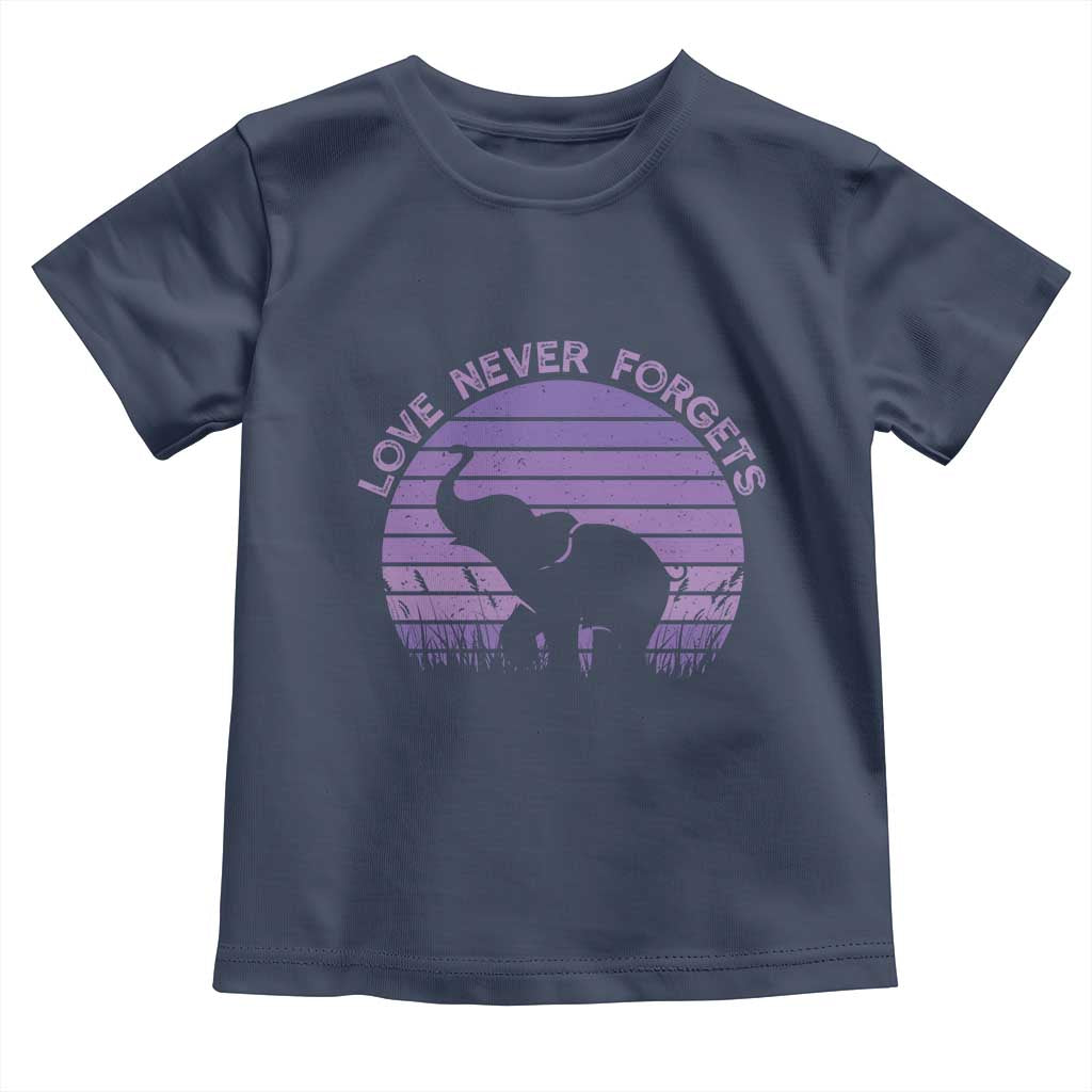 Alzheimer's Awareness Support Toddler T Shirt Vintage Elephant Love Never Forgets