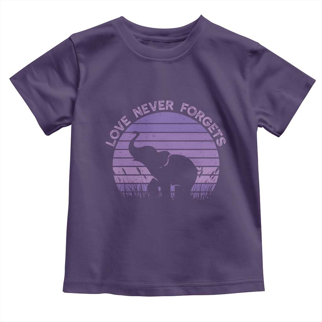 Alzheimer's Awareness Support Toddler T Shirt Vintage Elephant Love Never Forgets TS12 Purple Print Your Wear