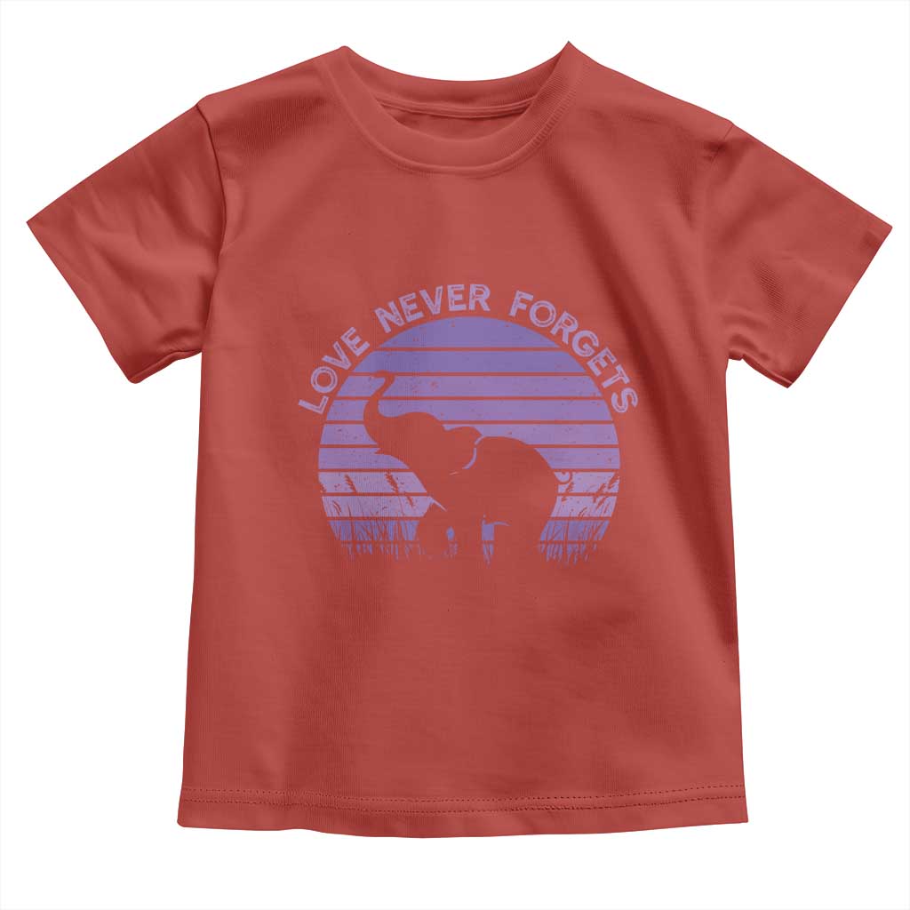 Alzheimer's Awareness Support Toddler T Shirt Vintage Elephant Love Never Forgets