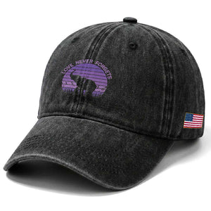 Alzheimer's Awareness Support Washed Cotton Baseball Cap Vintage Elephant Love Never Forgets