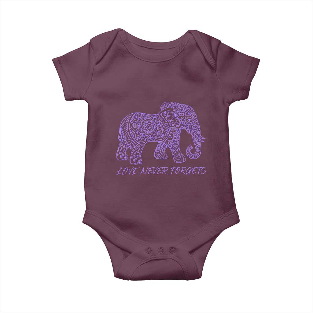 Love Never Forgets Elephant Mandala Baby Onesie Animal Lover Gift