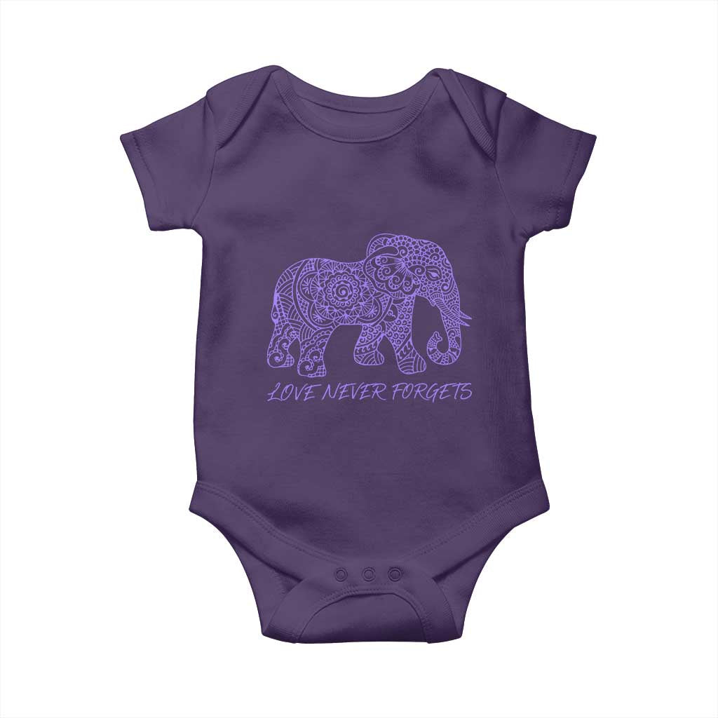 Love Never Forgets Elephant Mandala Baby Onesie Animal Lover Gift TS12 Purple Print Your Wear