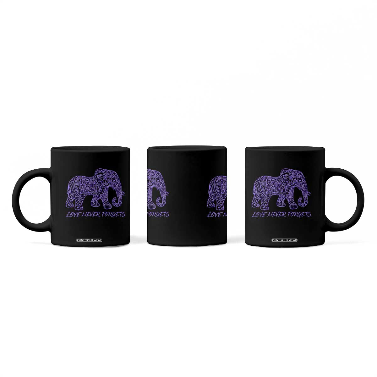 Love Never Forgets Elephant Mandala Coffee Mug Animal Lover Gift