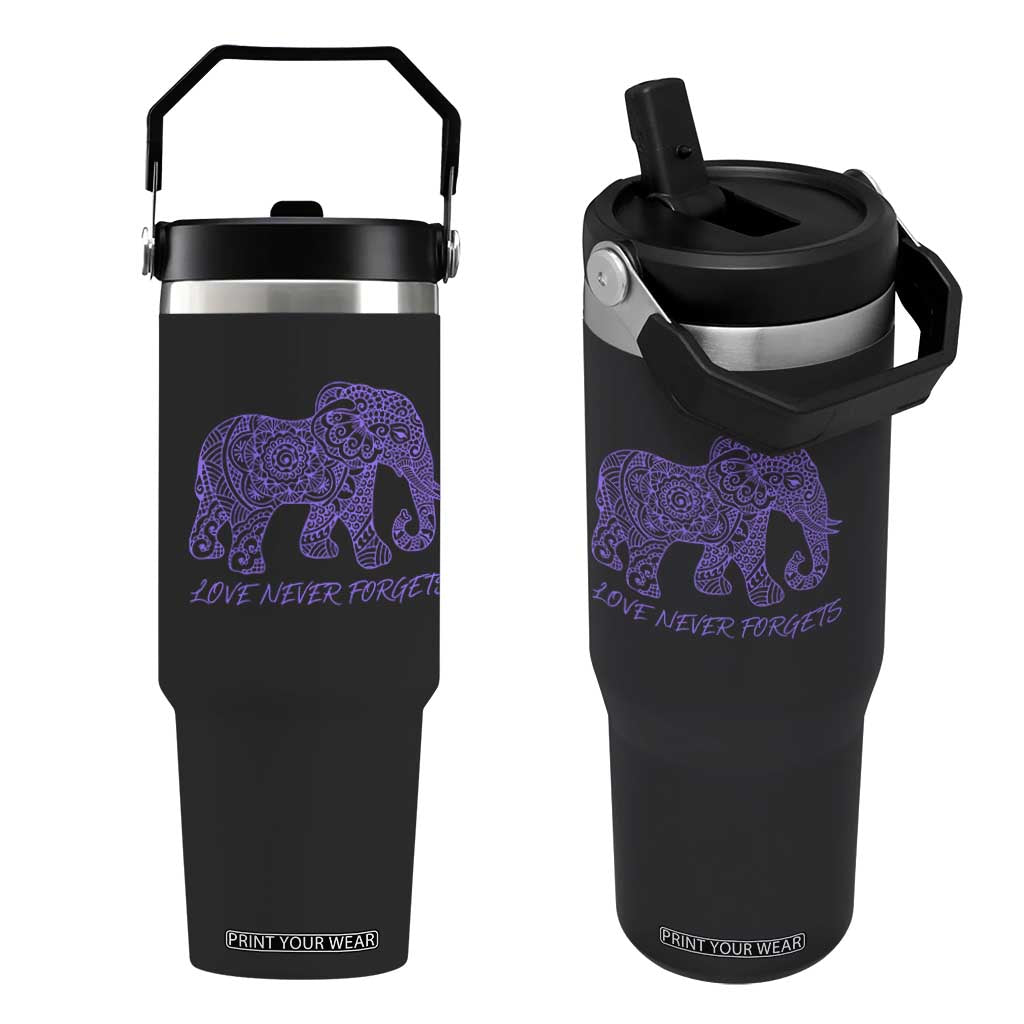 Love Never Forgets Elephant Mandala Flip Straw Tumbler Animal Lover Gift TS12 One Size: 30 oz Black Print Your Wear