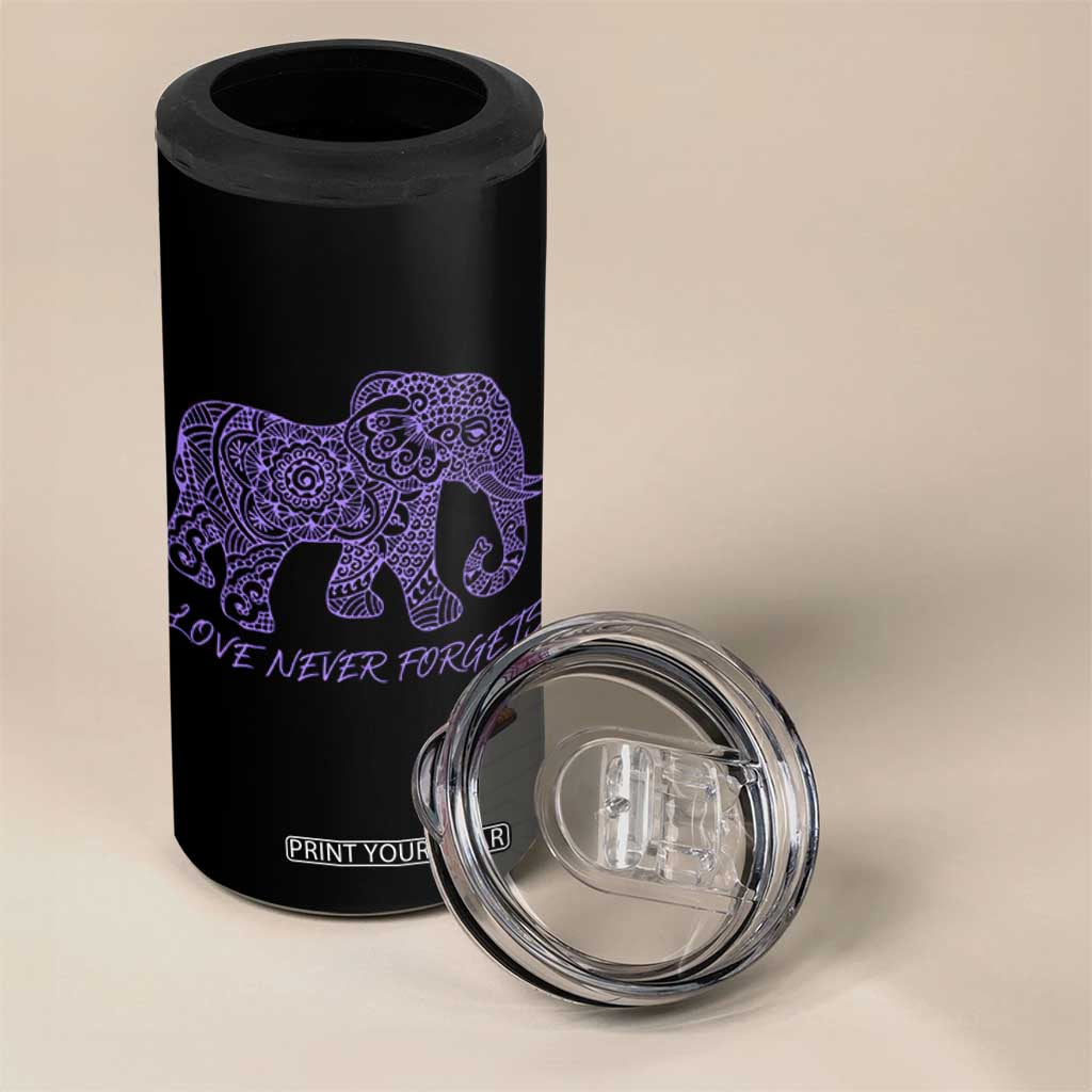 Love Never Forgets Elephant Mandala 4 in 1 Can Cooler Tumbler Animal Lover Gift