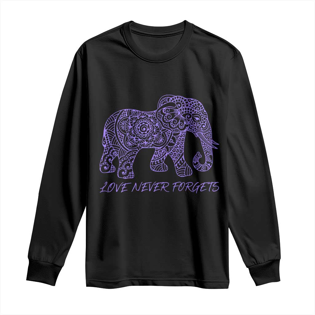 Love Never Forgets Elephant Mandala Long Sleeve Shirt Animal Lover Gift